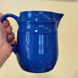 Vintage Oxford Stoneware Cobalt Blue Pitcher. 5-3/4” tall x 6” wide.